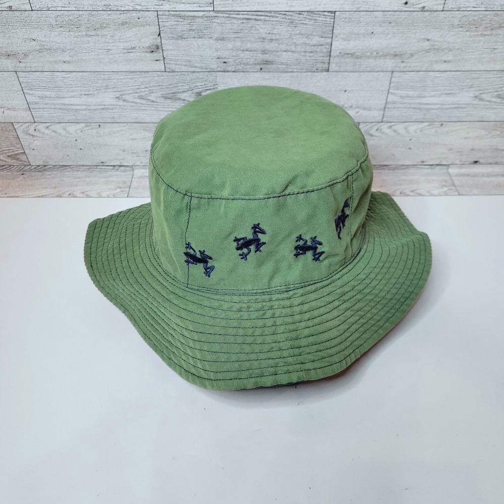 REI Kids Bucket Sun Hat Embroidered Froggy Green Army One Size
